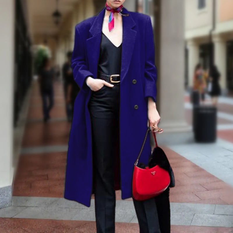 Wanda Elegant Coat with Button Front in Blue