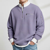 Warren Waffle Knit Sweater in Lavender
