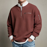 Warren Waffle Knit Sweater in Maroon