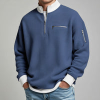 Warren Waffle Knit Sweater in Royal Blue