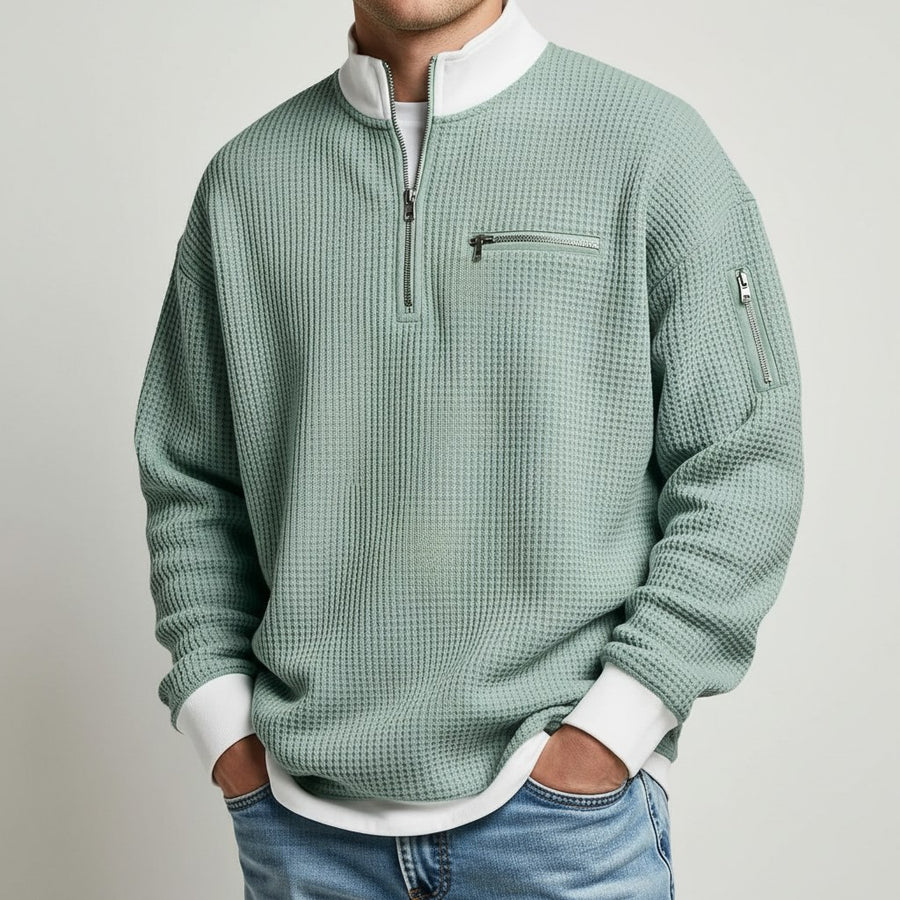 Warren Waffle Knit Sweater in Sea Foam