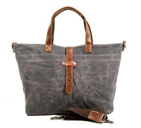 Sophia | Waxed Canvas Leather-Trim Convertible Tote Bag