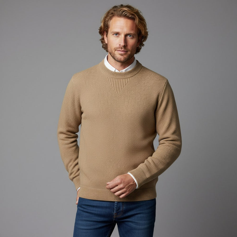 Wellington Textured Knit Sweater in Beige