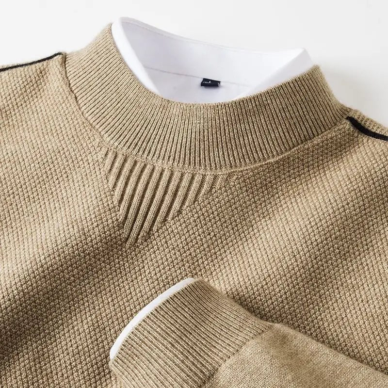 Wellington Textured Knit Sweater in Beige