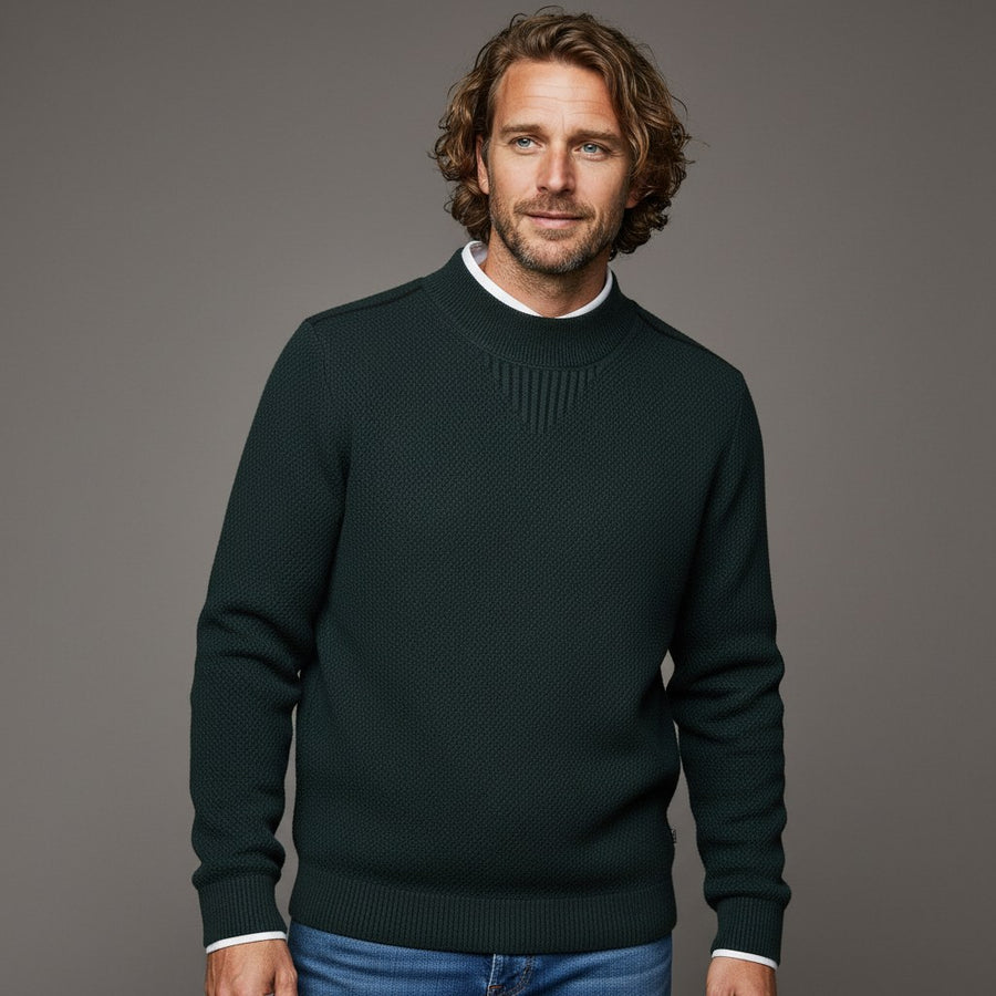 Wellington Textured Knit Sweater in Blue Green