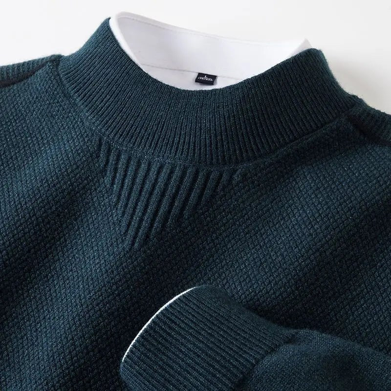 Wellington Textured Knit Sweater in Blue Green