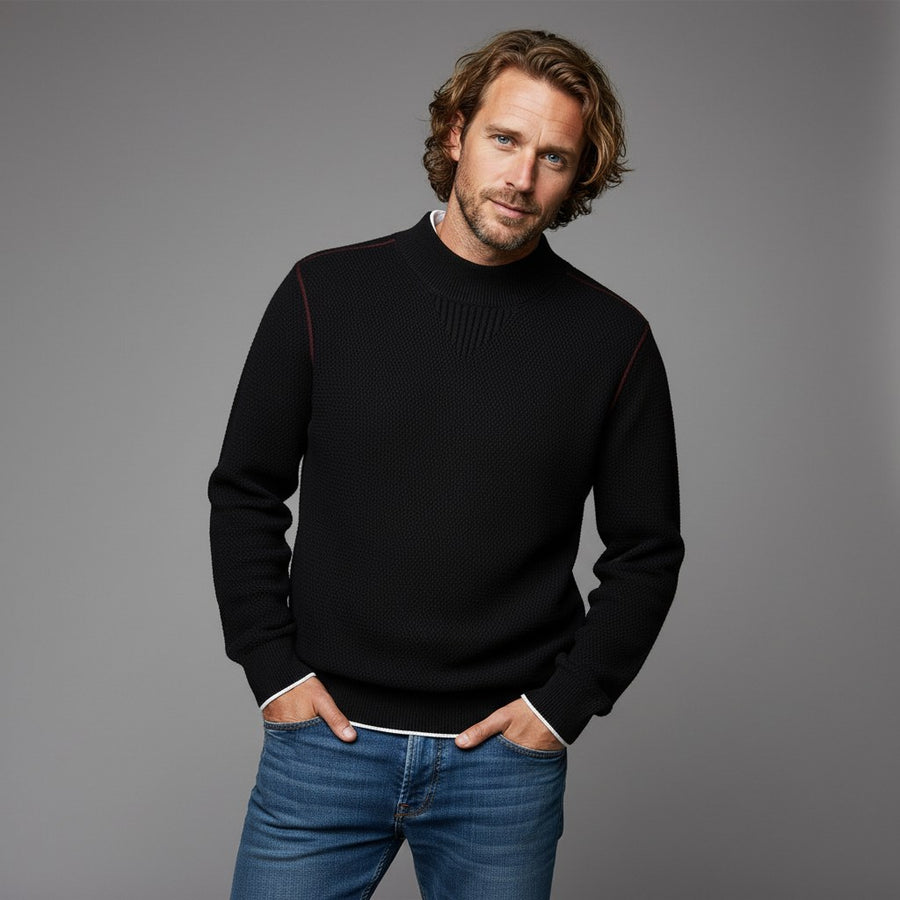 Wellington Textured Knit Sweater in Charcoal