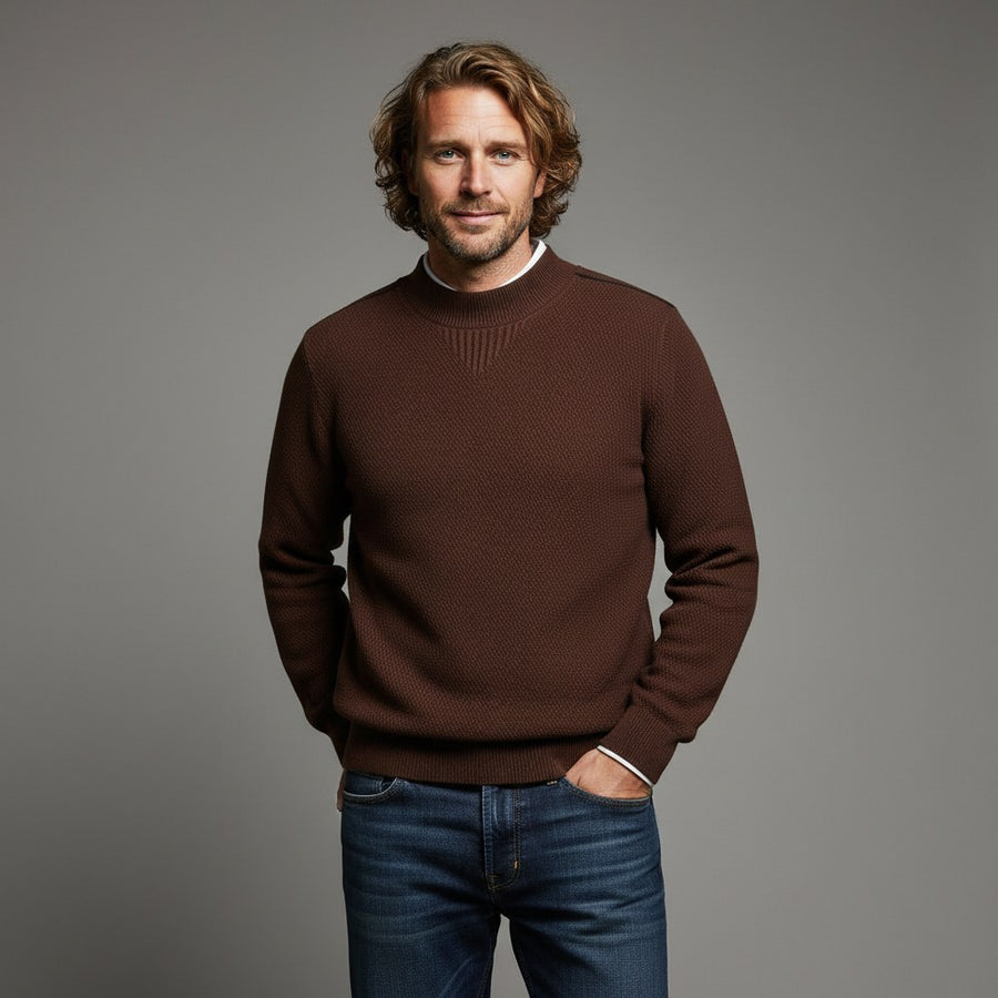 Wellington Textured Knit Sweater in Espresso Brown