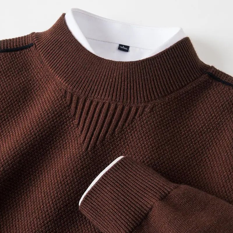 Wellington Textured Knit Sweater in Espresso Brown