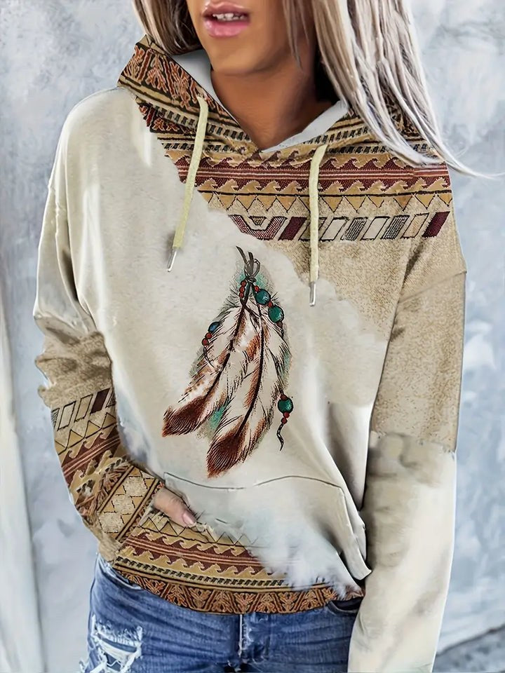 Wessel Casual Sweater with Hood in Beige