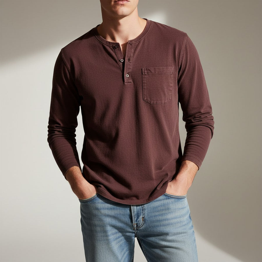 Westmont Henley Shirt in Maroon