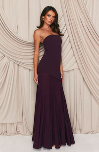 Valentina Strapless Maxi Dress in Burgundy
