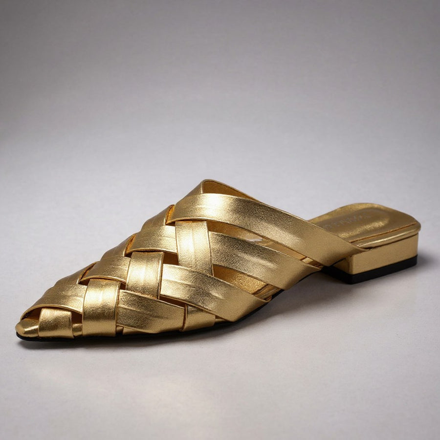 Whitney Woven Mule in Golden
