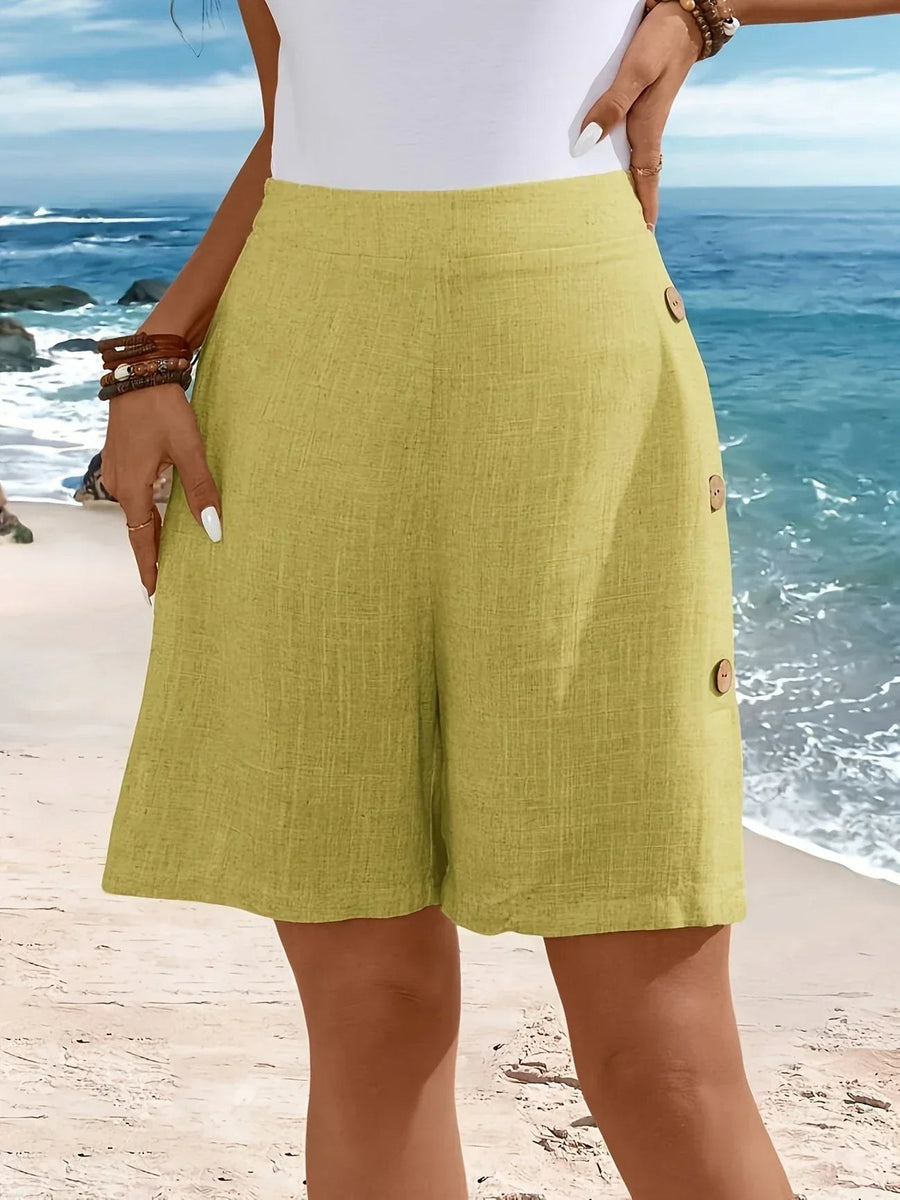 Whitney™ Comfortable Shorts With Buttons in Khaki