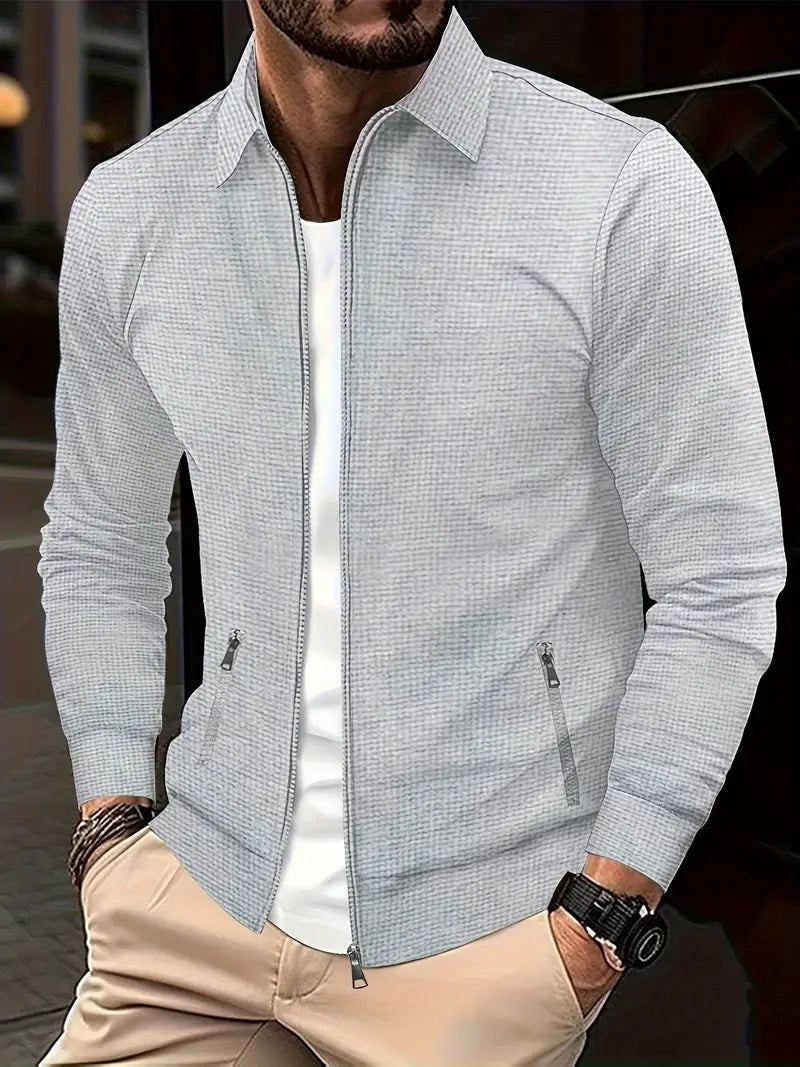 Wiebe Jacket with Zip Front in Helle Grau