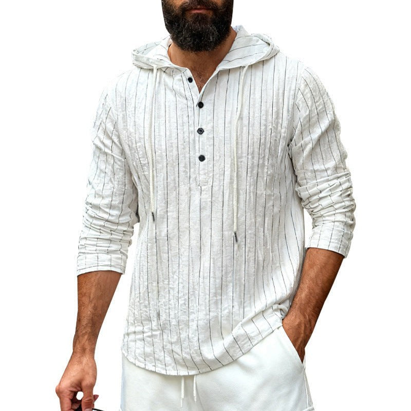 Wiebe Linen Blend Shirt with Button Front and Hood