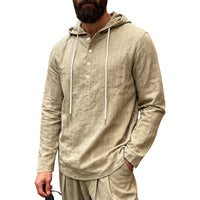 Wiebe Linen Blend Shirt with Button Front and Hood