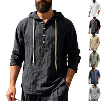 Wiebe Linen Blend Shirt with Button Front and Hood