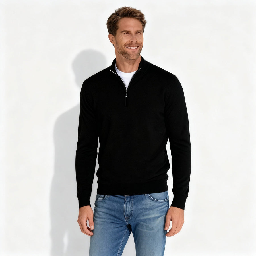 Wiebe Sweater with V-Neck in Black