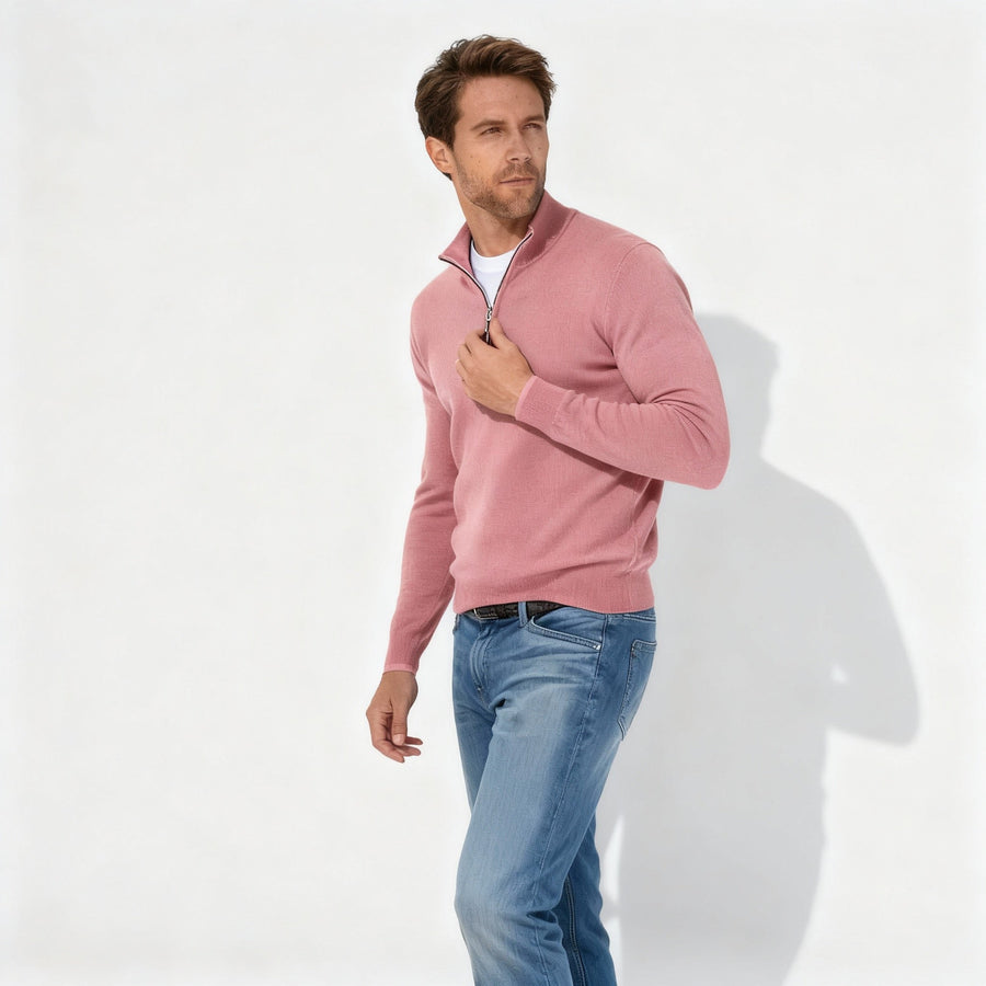 Wiebe Sweater with V-Neck in Pink
