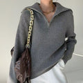 Wilhelmina Lightweight Knit Sweater with Zip Front