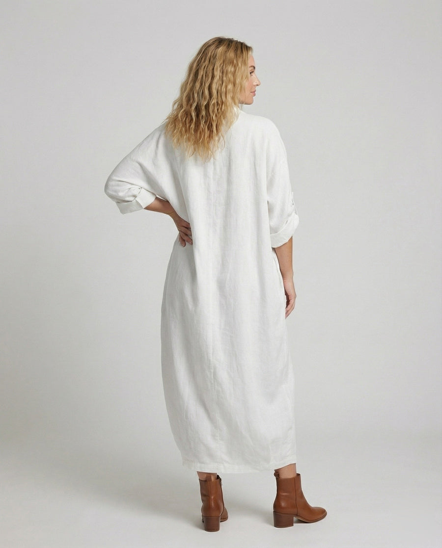 Wilhelmina Linen Dress with Oversized