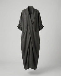 Wilhelmina Linen Dress with Oversized in Black