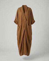 Wilhelmina Linen Dress with Oversized in Karamell