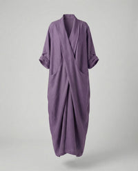 Wilhelmina Linen Dress with Oversized in Purple