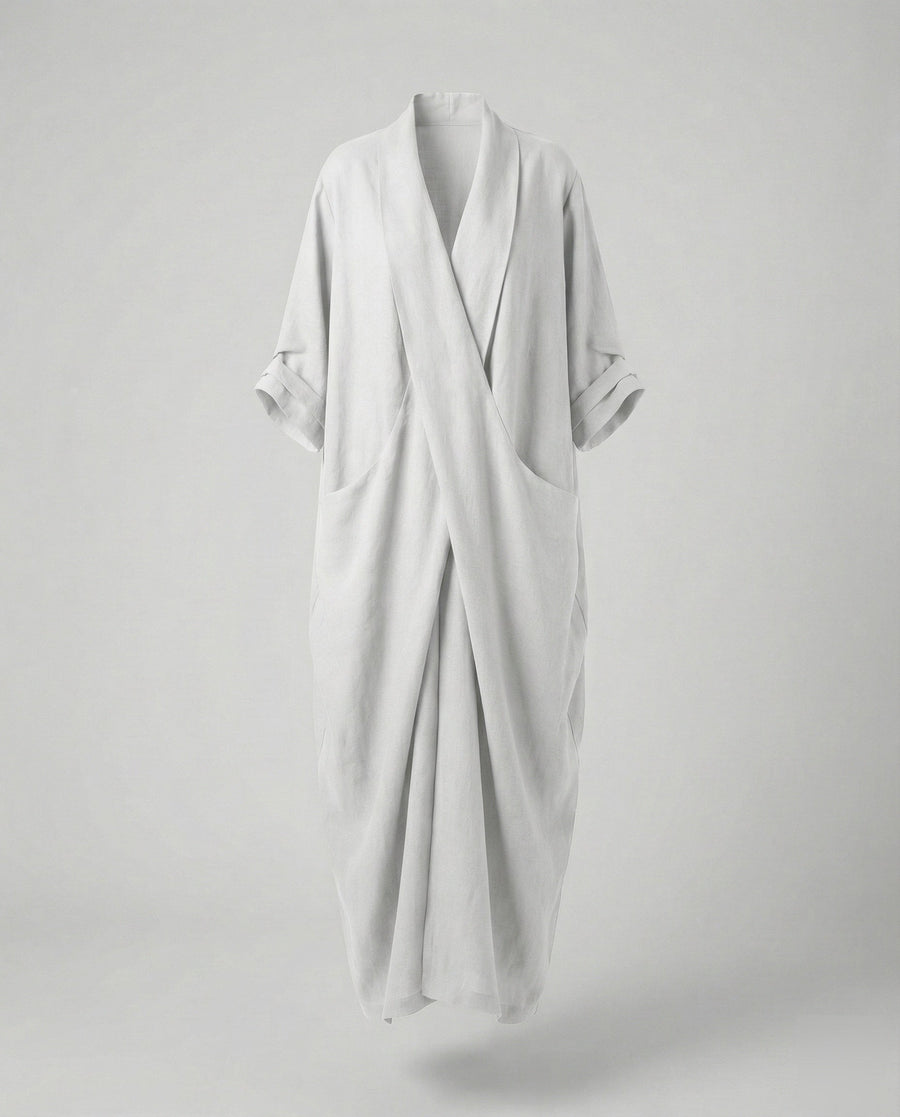 Wilhelmina Linen Dress with Oversized in White