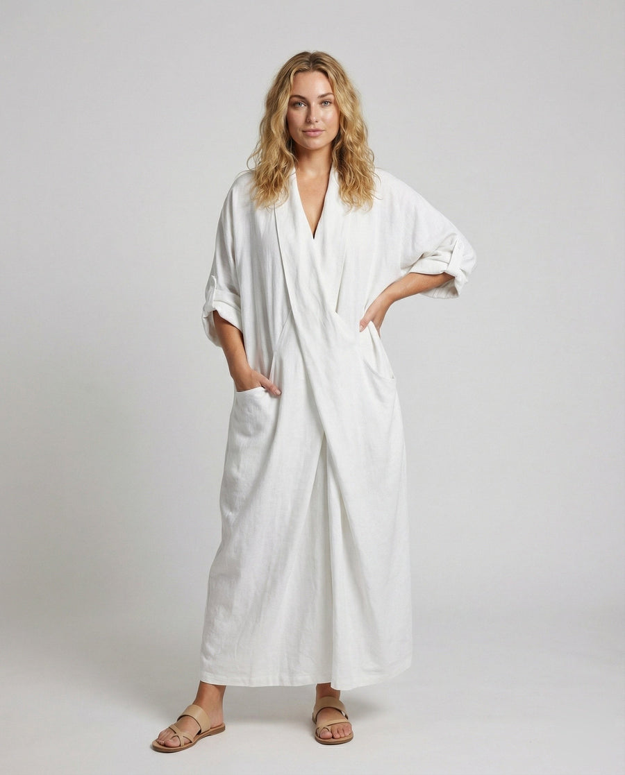 Wilhelmina Linen Dress with Oversized