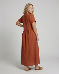 Willa Airy Linen Blend Maxi Dress with Button Front