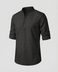 Willem Shirt with Button Front in Black