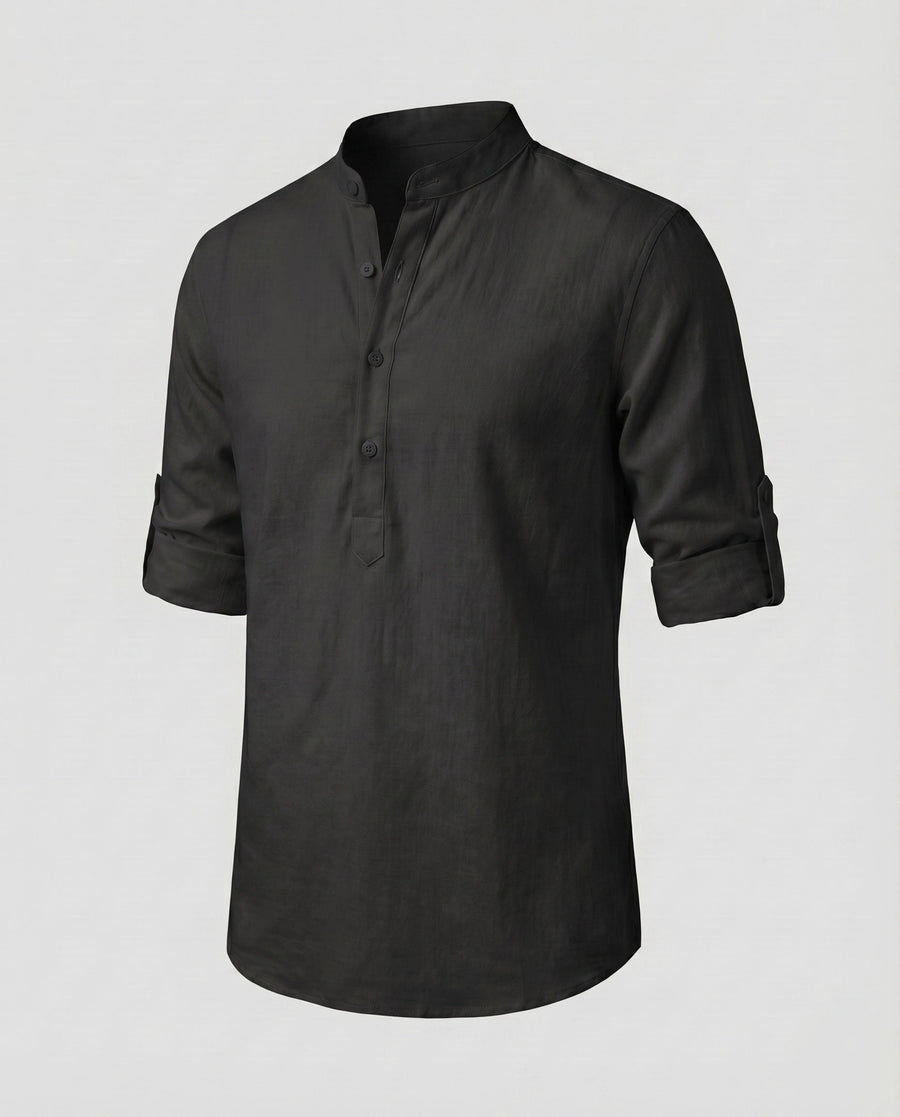 Willem Shirt with Button Front in Black