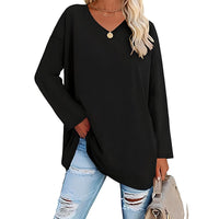 Winifred Women's V-Neck Long Sleeve Tunic in Black
