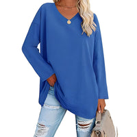 Winifred Women's V-Neck Long Sleeve Tunic in Blue