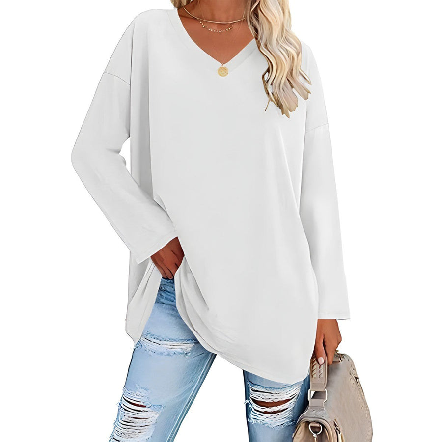 Winifred Women's V-Neck Long Sleeve Tunic in White