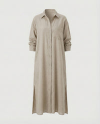 Winona Casual Linen Dress in Beige