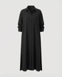 Winona Casual Linen Dress in Black