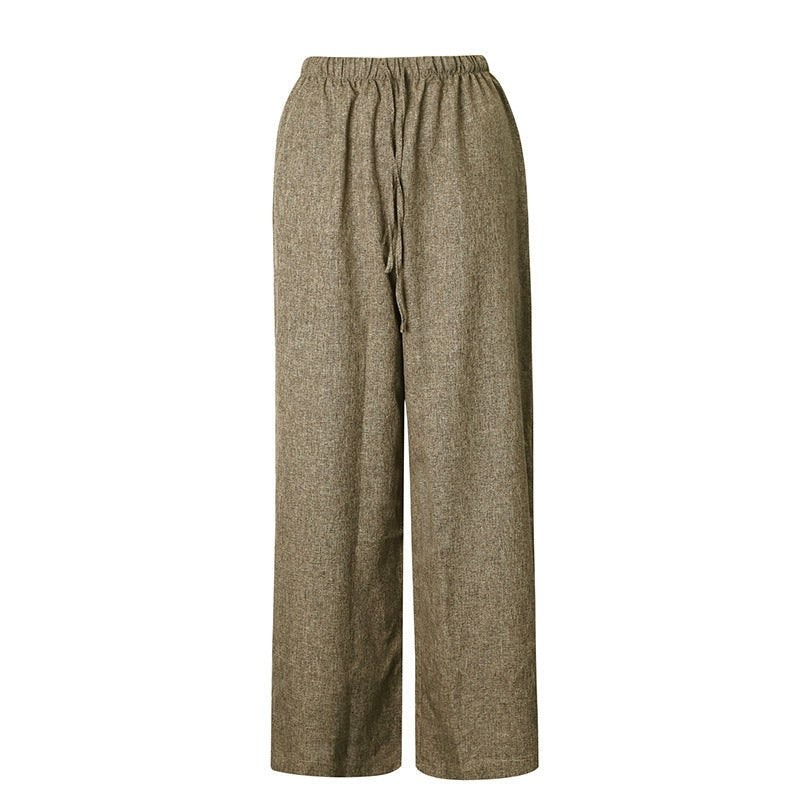 Winona Linen Trousers with Elastic Waist in Dark Grey