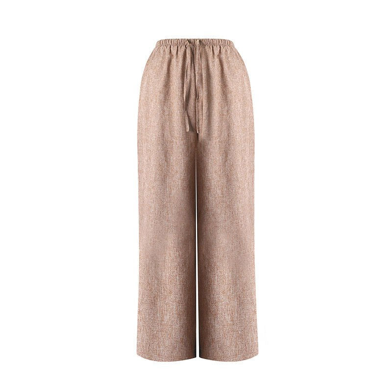 Winona Linen Trousers with Elastic Waist in Khaki