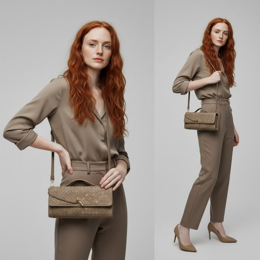 Winona Woven Crossbody Bag in Espresso Brown