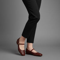 Winona Woven Mary Jane Flat in Burgundy
