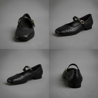 Winona Woven Mary Jane Flat in Charcoal