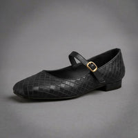 Winona Woven Mary Jane Flat in Charcoal