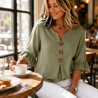 Winslow Women's Button-Front Ruffle Sleeve Blouse