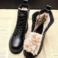 Leonie | Women's Warm Lined Black Lace-Up Winter Ankle Boots