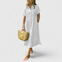 Lydia | Women's Relaxed Striped Shirt Midi Dress