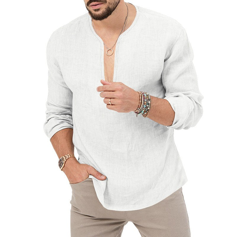 Wolf Linen Shirt with Side Split