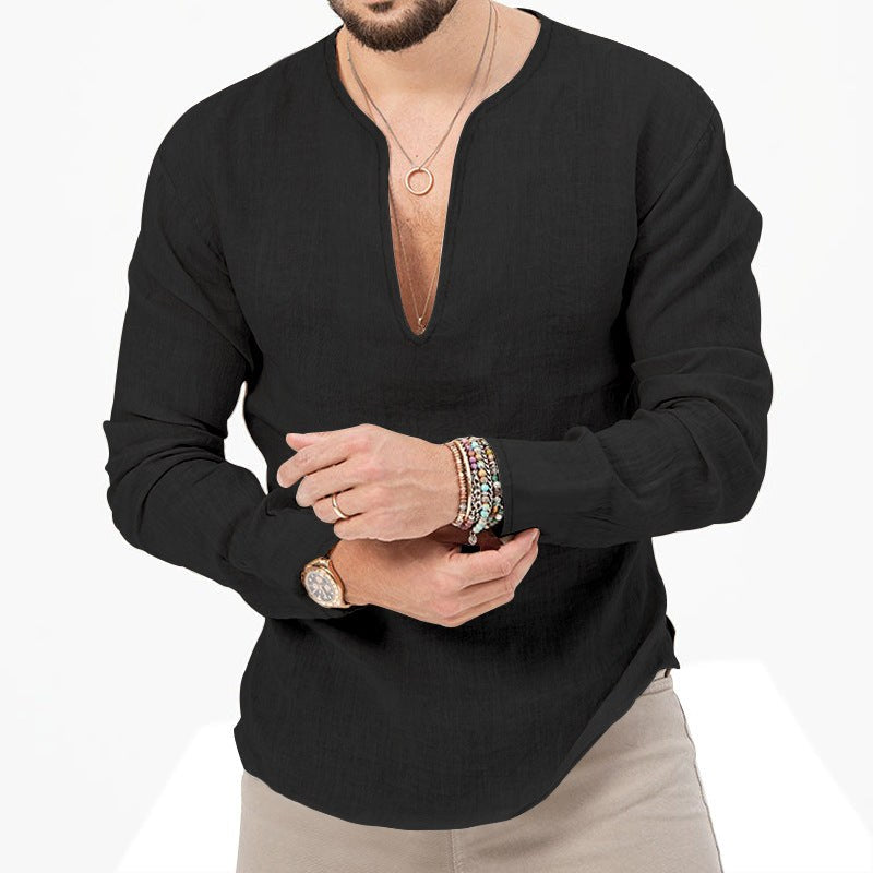 Wolf Linen Shirt with Side Split